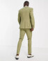 ASOS DESIGN wedding skinny wool mix suit jacket in sage basketweave texture