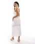 Never Fully Dressed Corfu bow shoulder embroidered midaxi dress in white