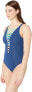 Bleu Rod Beattie Womens 182671 Lace Down Mio One Piece Swimsuit Size 4