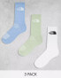 The North Face – 3er-Pack Crew-Socken in Weiß, Blau und Grün mit Logo