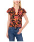 Women's Flutter Sleeve V-Neck Blouse