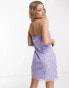 Pieces Premium sequin & mesh detail bandeau mini dress in lilac