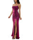 Juniors' High-Slit Low-Back Evening Gown