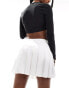 ASOS DESIGN satin pleated mini skirt in white - WHITE