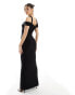 ASOS DESIGN bardot maxi dress with drape neckline in black