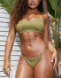 Wolf & Whistle x Malaika Terry Exclusive mix and match high leg tanga bikini bottom in khaki crinkle