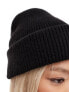 Monki ribbed beanie hat in black