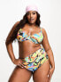 ASOS DESIGN Curve step front underwired bikini top in abstract print