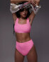 Topshop mix and match crinkle high waist bikini bottoms in pink