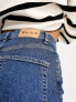 NA-KD high waist straight leg jeans in mid blue