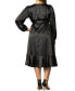 Women's Plus Size Serena Satin Long Sleeve Wrap Dress