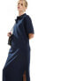 ASOS DESIGN collared placket maxi t shirt dress in navy