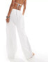 COLLUSION elastic waist linen beach trouser in white