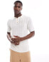 ASOS DESIGN muscle knitted polo t-shirt in slubby rib in stone