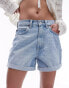 Topshop denim roll hem shorts in bleach