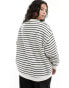 4th & Reckless Plus exclusive Paris logo sweatshirt in black and white stripe