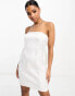 Pieces Bride To Be satin bandeau mini dress with bow back detail in white