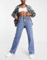 Object cotton wide leg dad jeans in mid blue wash - MBLUE