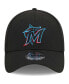 Men's Black Miami Marlins Logo 39THIRTY Flex Hat