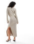 Pretty Lavish space dye knit midaxi dress in beige melange