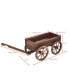 Wood Wagon Flower Planter Pot Stand W/Wheels