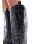 Public Desire Wide Fit Serpentine western boot with embroidery in black