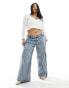 Noisy May Curve wide leg jeans in light wash denim