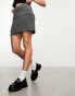 New Look stretch glitter mini skirt in silver