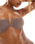 South Beach v underwire bikini top in light brown glitter