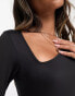 Threadbare super stretch slash neck long sleeve bodysuit in black