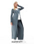 Mamalicious Maternity mix & match ribbed jersey maxi cardigan co-ord in asphalt