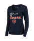 Women's Navy Chicago Bears Post Season Long Sleeve V-Neck T-shirt