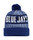 Men's Royal Toronto Blue Jays Striped Cuffed Knit Hat with Pom