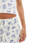 ASOS DESIGN waffle wide leg trouser co-ord in floral and blueberry print