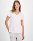 Women's Solid V-Neck Short-Sleeve Sleepwear Top, Created for Macy's