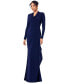 Women's Cowlneck Draped Long-Sleeve Gown