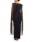 Women's Embellished V-Neck Cape Gown