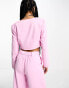 Extro & Vert Petite square neck crop top in baby pink co-ord