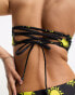 Noisy May bandeau lace back bikini top in black sun print