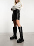 New Look double buckle PU mini skirt in black