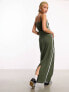 COLLUSION sporty stripe maxi skirt in khaki