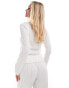 Vero Moda Petite long sleeved textured jersey top co-ord in white