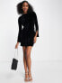 & Other Stories crushed velvet mini dress in black