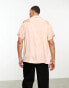 ASOS DESIGN satin shirt with revere collar in peach