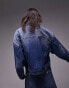 Topshop denim balloon sleeve jacket in mid blue