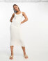 Pieces v neck knitted maxi dress in white