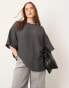 ASOS EDITION Curve textured boxy woven t-shirt in charcoal