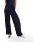 Vila plisse wide leg trouser co-ord in navy