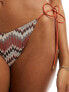 South Beach embroidered tie side bikini bottom in rust abstract print