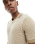 Only & Sons short sleeve knitted polo in beige with polka dot